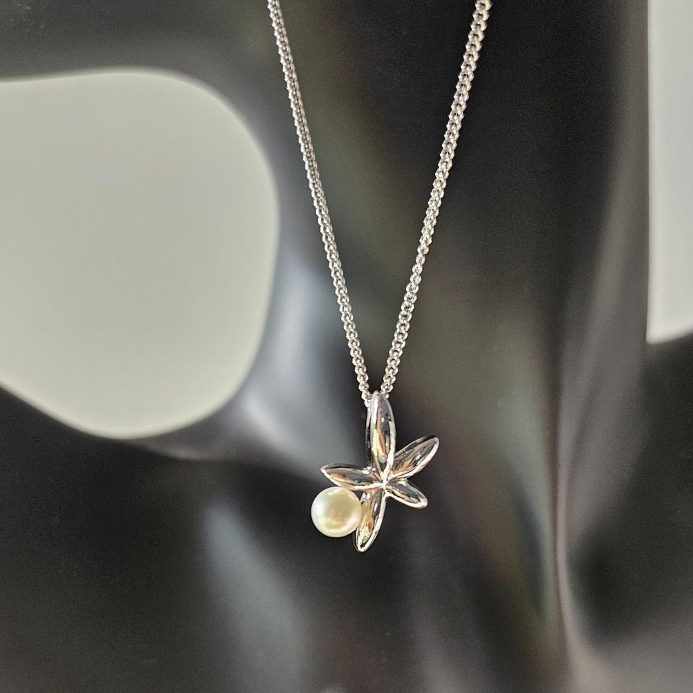 Mikimoto Starfish Necklace - 16" 925 Silver Akoya Pearl